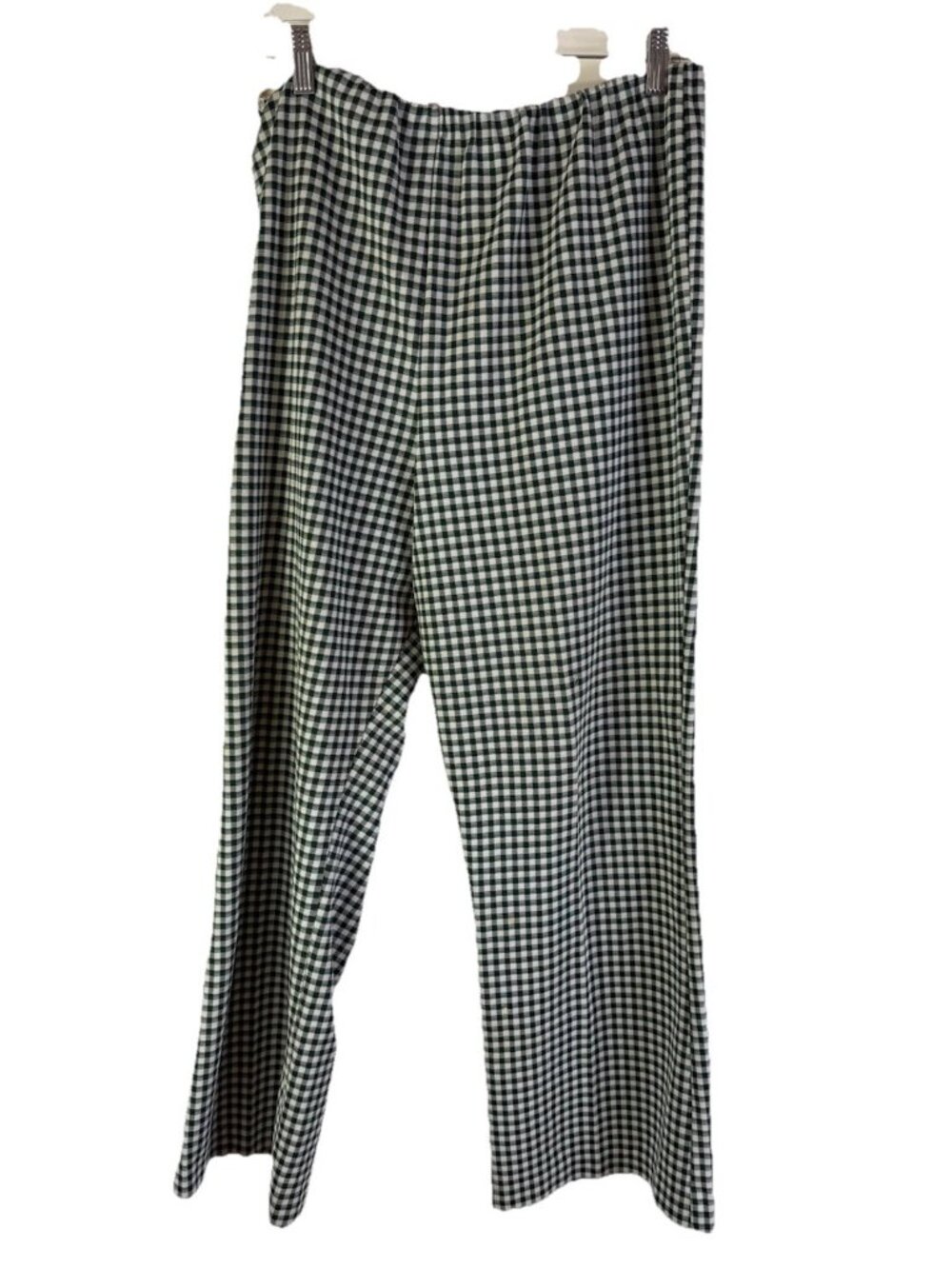 Vintage 70s Disco Mod Gingham Plaid Knit High Rise Wide Leg Pants